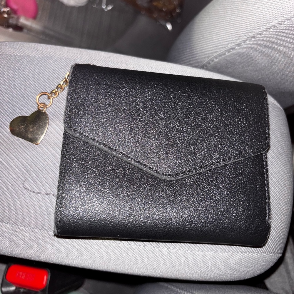 Black Wallet with Heart Charm